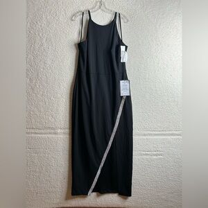 NWT Macy’s Womens Black Spaghetti Strap Rhinestone Embellished Dress Size 1X